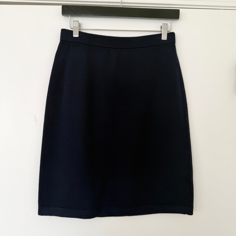 St John Basics Navy Blue Santana Knit Pencil Skirt Size 8 Made in USA Classic